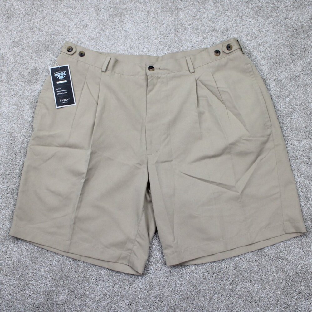 Haggar Cool 18 Shorts NWT‎ Men 40 Chino Pleated Golf non iron w/ 8.5" inseam